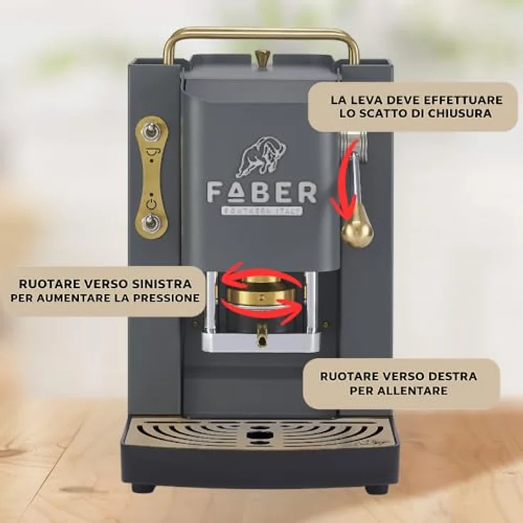 Faber Coffee Machines Faber Pro Deluxe 3.0, Kaffeepadmaschine in Messing mit ESE-Pads, hygienischem Glaskessel und magnetisch abnehmbarer Brühgruppe – Bild 7