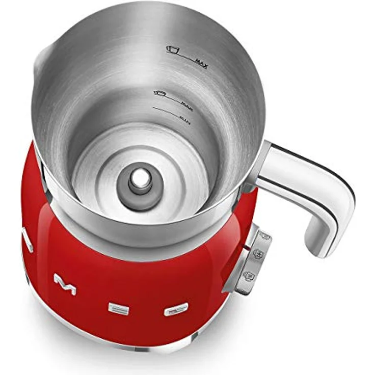 Smeg MFF01RDEU Milchaufschäumer, 500W, 600ml warme & 250ml kalte Milch, rot – Bild 5