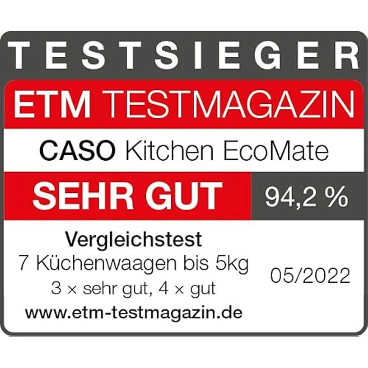 Caso Kitchen EcoMate 3268 Küchenwaage, 5 kg Tragkraft, 1 g Eintelung, LCD-Display, TARA-Funktion, edelstahl – Bild 3