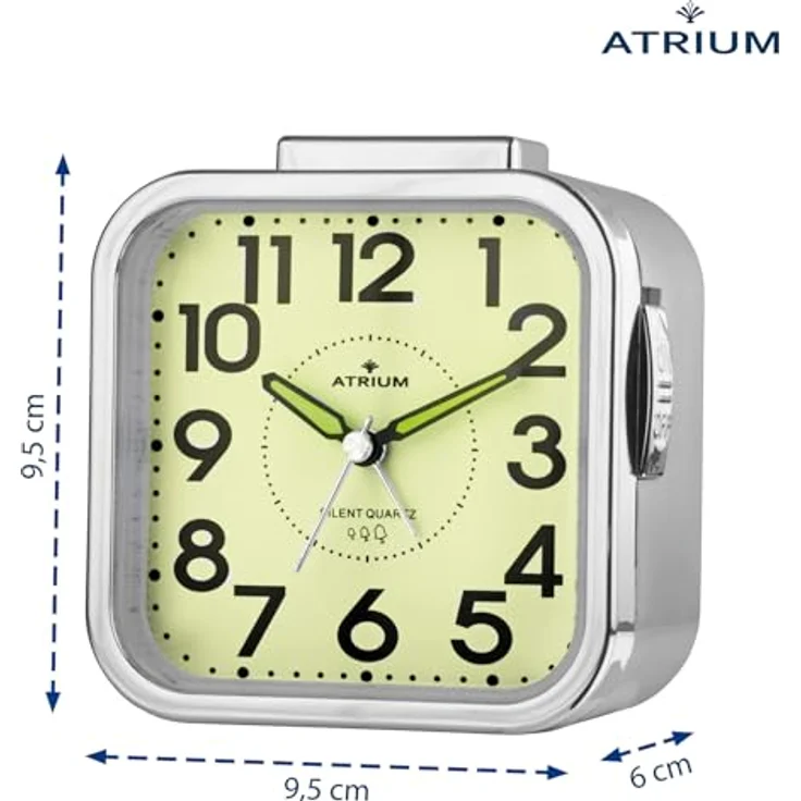 Atrium Quarzwecker Seniorenwecker, lauter ansteigender Alarm, schleichende Sekunden, elegantes Design mit silbernen Elementen – Bild 2