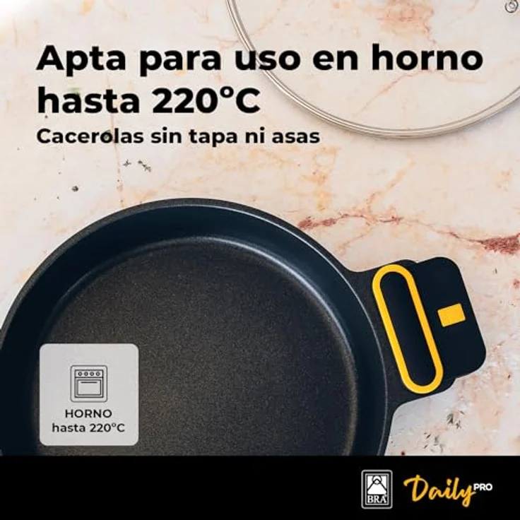 BRA Daily Pro, Niedriger Kochtopf 36 cm, Aluminiumguss, antihaftbeschichtet ohne PFOA, für alle Herdarten und Induktion geeignet, inklusive Glasdeckel – Bild 3