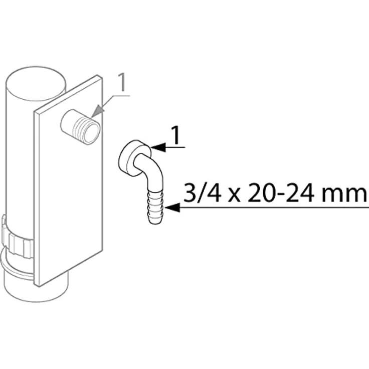 Winkel-Schlauchverschraubung 90 Grad Für Geräte-Unterputz-Geruchsverschluss Geräteanschluss Kunststoff Waschmaschine Spülmaschine 1 x 20 - 24 mm – Bild 2