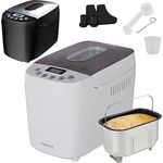 Arebos Brotbackautomat 1500g | mit 15 Programmen | 2 Knethaken | Timer | LCD Display | 3 Bräunungsgrade und Brotgrößen | 850 W | Weiß