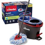 Vileda H2PRO Spin Mop Bodenwischer mit Zweitanksystem und Powerschleuder, 123 cm Teleskopstiel