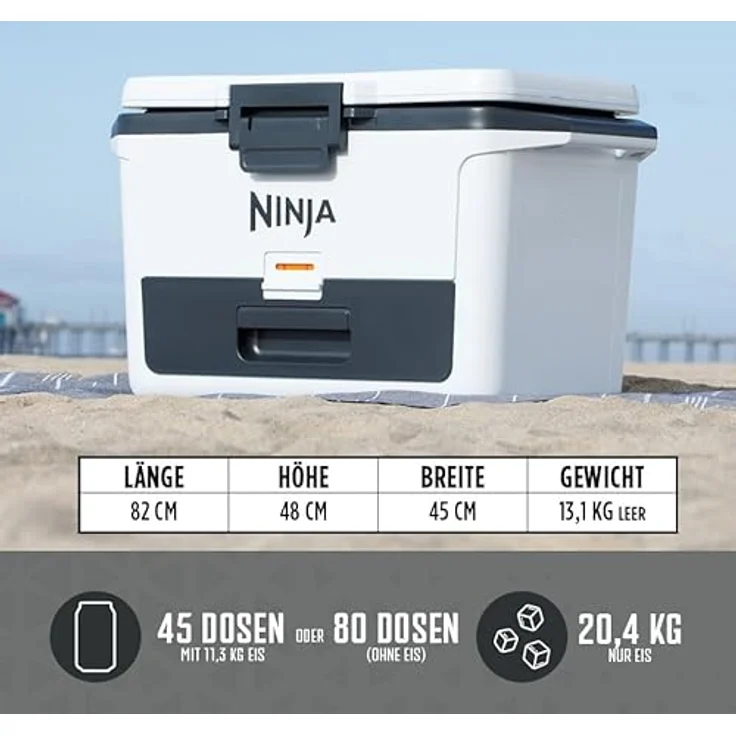 NINJA FrostVault Dampfgarer FB151EUWH, 47L Kühlbox mit hoher Isolierleistung, bis zu 6 Tage Eis-Kühlung, transportable Tragegriffe – Bild 7