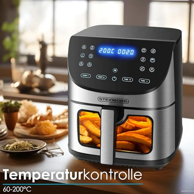 Steinborg Heißluftfritteuse 8 Liter | 4 in 1 Mini Backofen | Air Fryer | 12 Programme | Weiß – Bild 4