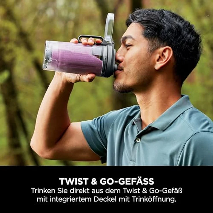 Ninja BC251EUGY, Tragbarer Mixer, 0,57 l, leistungsstarker Eis-Crusher, grau-transparent, kabellos, Auto-iQ-Technologie – Bild 9