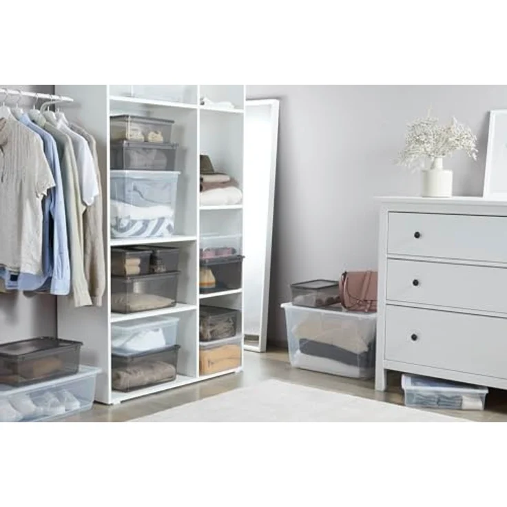 keeeper bea 3x Aufbewahrungsbox mit Air Control System, 59 x 39 x 35 cm, 52 l, transparent, stapelbar und belüftet – Bild 3