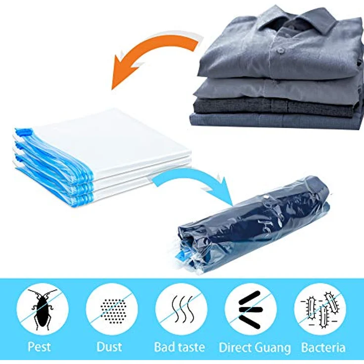 Intirilife Vakuumierbeutel Set, Kleiderbeutel zum Rollen für Kleidung und Bettwäsche, 10er Pack, robustes Material – Bild 3