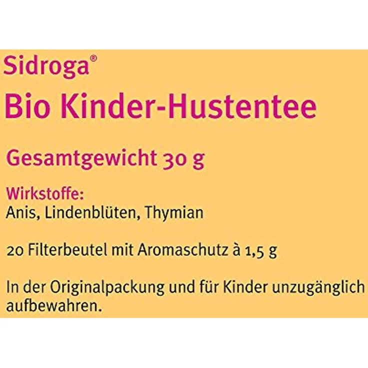 SIDROGA Bio Kinder-Hustentee, pflanzliches Arzneimittel in Filterbeuteln, 30 g für Atemwegserkrankungen – Bild 5
