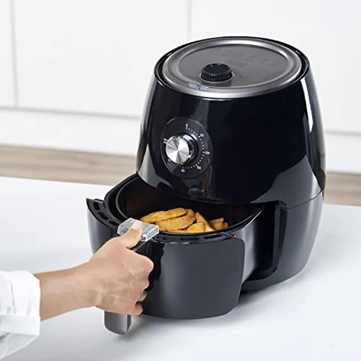 Black + Decker BXAF2500E Heißluftfritteuse, ohne Öl, Standgerät, 1500 Watt, 2,5 Liter, Temperaturbereich bis 200 °C, Timer, schwarz – Bild 9