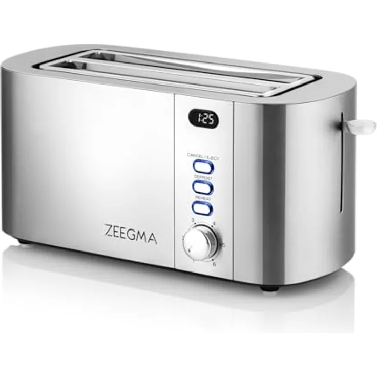 ZEEGMA TOSTEE CHEF Toaster, 1500 W, 4 Toasts, 6 Bräunungsstufen, Brötchenhalter, Auftau- und Aufwärmfunktion