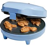 Bestron Waffeleisen für Mini-Dino-Cookie's, Mini-Cookie-Maker in Dinosaurier-Motiven, 700 Watt, Babyblau