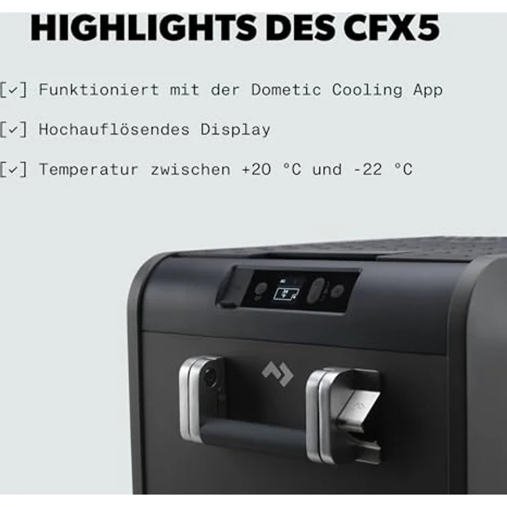 Dometic CFX5 45, Tragbare Kompressor Kühlbox mit 45L, Temperaturregelung von +20 bis -22 °C, Bluetooth-App zur Überwachung, 12/24V und 240V für Auto, Boot, Wohnmobil – Bild 3