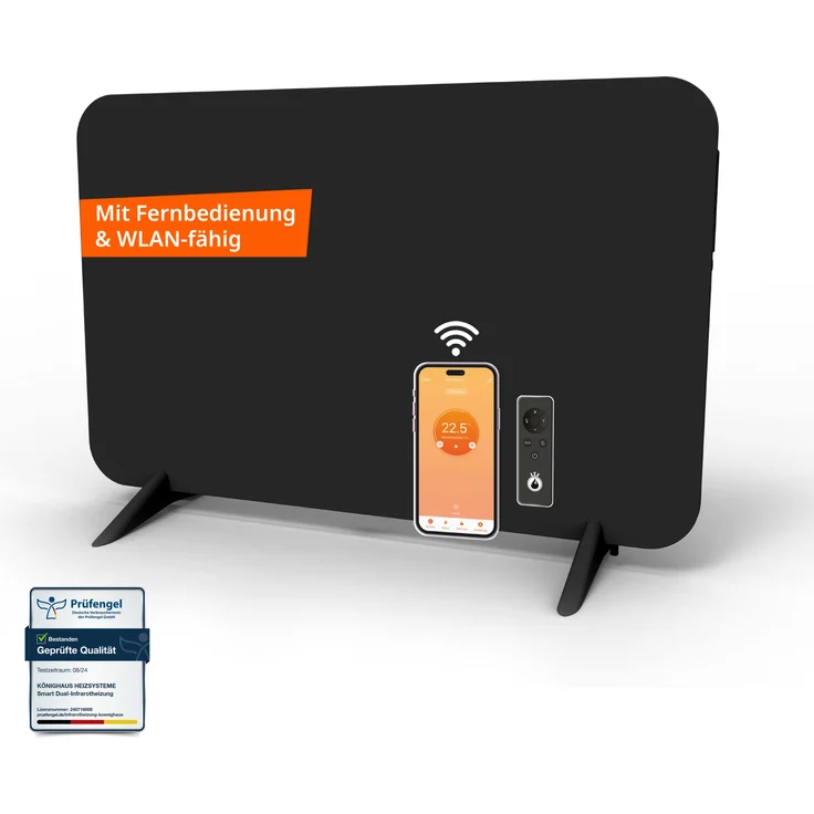 Könighaus Infrarot 450W Smart Dual-Infrarotheizung - Stand/Wandmontage + Fernbedienung, vielseitiges Heizpaneel