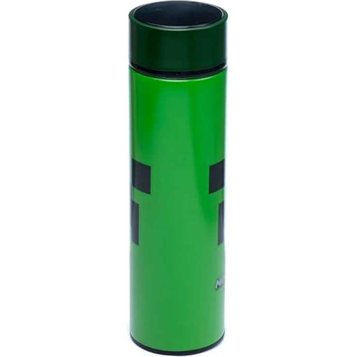 Puckator Minecraft Creeper Edelstahl Trinkflasche 450ml mit Digital Thermometer, abnehmbarem Teesieb, BPA-frei, isoliert – Bild 5