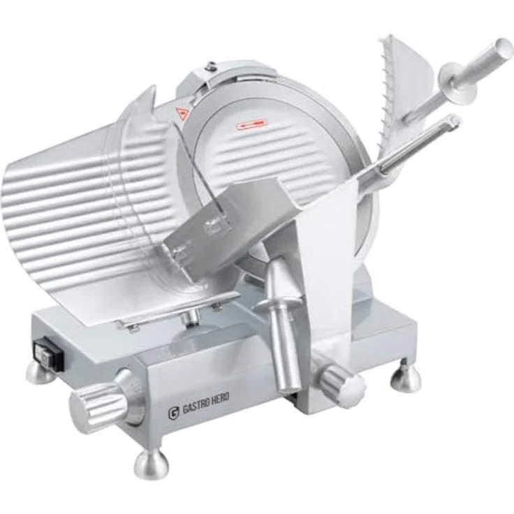 GastroHero Aufschnittmaschine ASM 300 mm, mechanischer Schrägschneider mit 0,2 - 15 mm Schnittstärke und 300 mm Messer – Bild 2