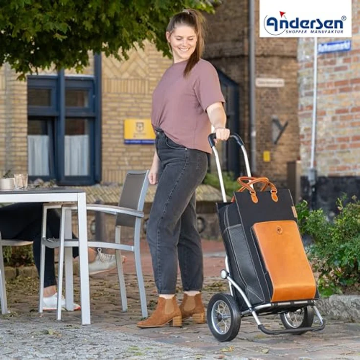Andersen Shopper Royal Shopper Charu Einkaufstrolley, 57 cm, braun, 100% Baumwolle, praktische Einkaufstasche – Bild 6