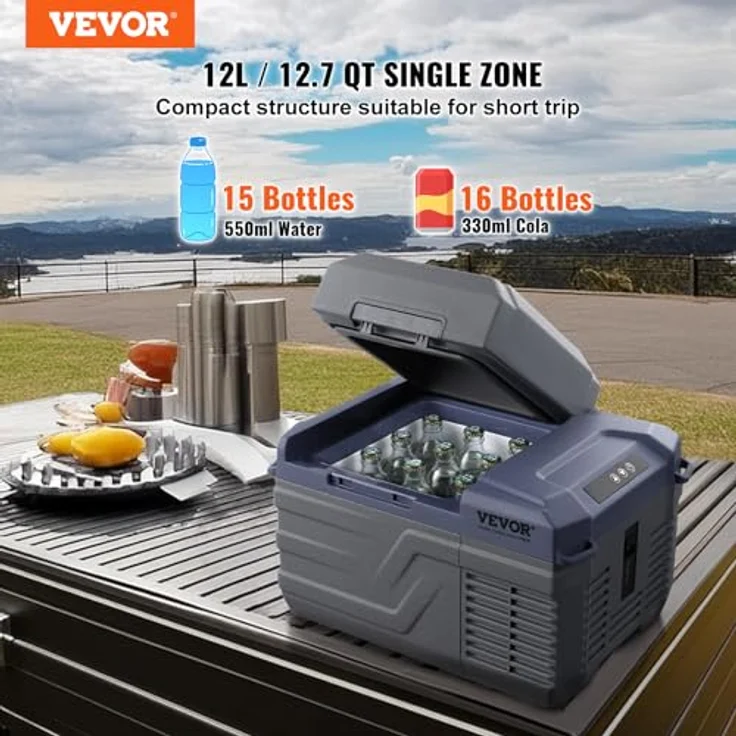 VEVOR 12 V Autokühlschrank Kühlbox, tragbarer 12 L Einzelzonen Gefrierschrank, -20~20 ℃, Bluetooth-Steuerung, leise & energieeffizient, für Outdoor, Camping, Wohnmobil – Bild 2