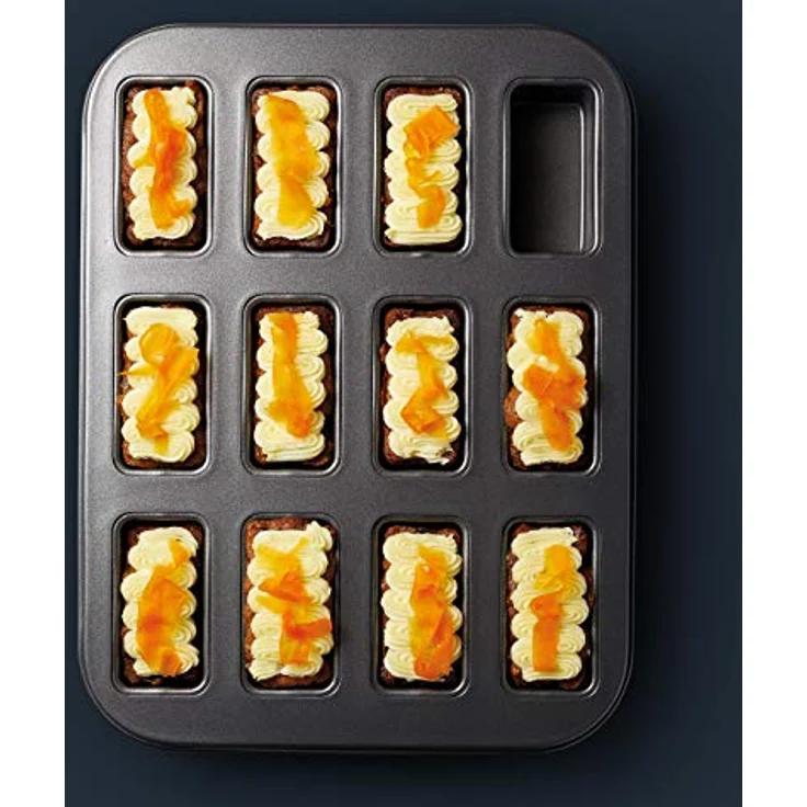 Kitchen Craft Antihaft-Backblech mit Mini-Kastenform-Mulden und losen Böden, Stahl, Grau, 27 x 36 x 3 cm – Bild 5