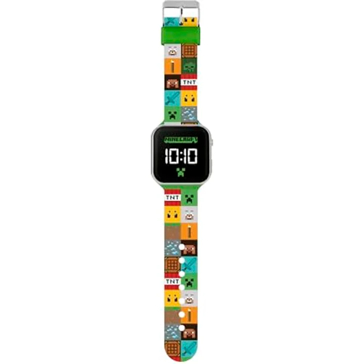 Minecraft Kinder-Armbanduhr MIN4272, digitale LED-Anzeige, bedrucktes Silikonarmband, mehrfarbig – Bild 2