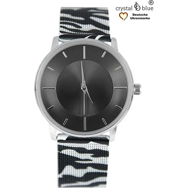 Crystal blue Quarzuhr Damen Armbanduhr silber Stainless Steel Mesharmband bedruckt, kostenloser Versand - Preisvergleich