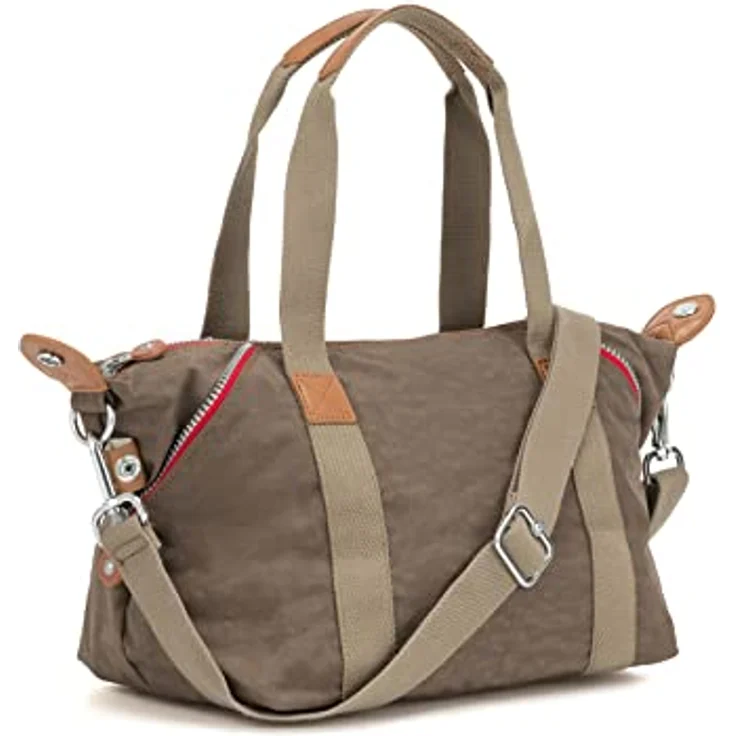 Kipling Art Mini Handtas, praktische Schultertasche mit abnehmbarem Umhängeriemen, True Beige C, Braun, mit 6 Nebenfächern und Schlüsselband – Bild 4