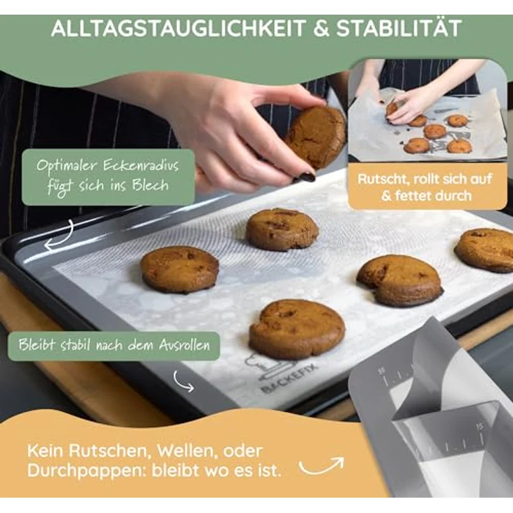 Backefix Silikon Backmatte als Dauer Backpapier wiederverwendbar – Zero Waste Backzubehör plastikfrei, mit Dauerbackmatte backen statt Pergamentpapier, BPA-frei, hitzebeständig, geprüft (40x30cm) – Bild 7
