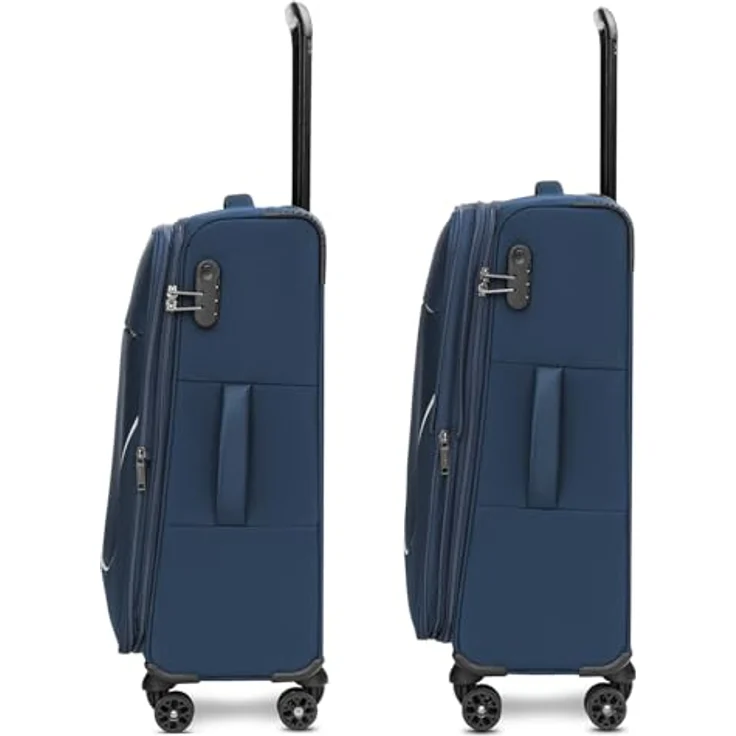 Stratic taska Koffer & Trolleys | Koffer Groß aus leichtem Polyester mit Dehnfalte, 4 Rollen, einem Kreuzpackgurt, arretierbarer Griff und Zahlenschloss | 42 cm x 26 cm x 65 cm | 3.3 kg – Bild 3