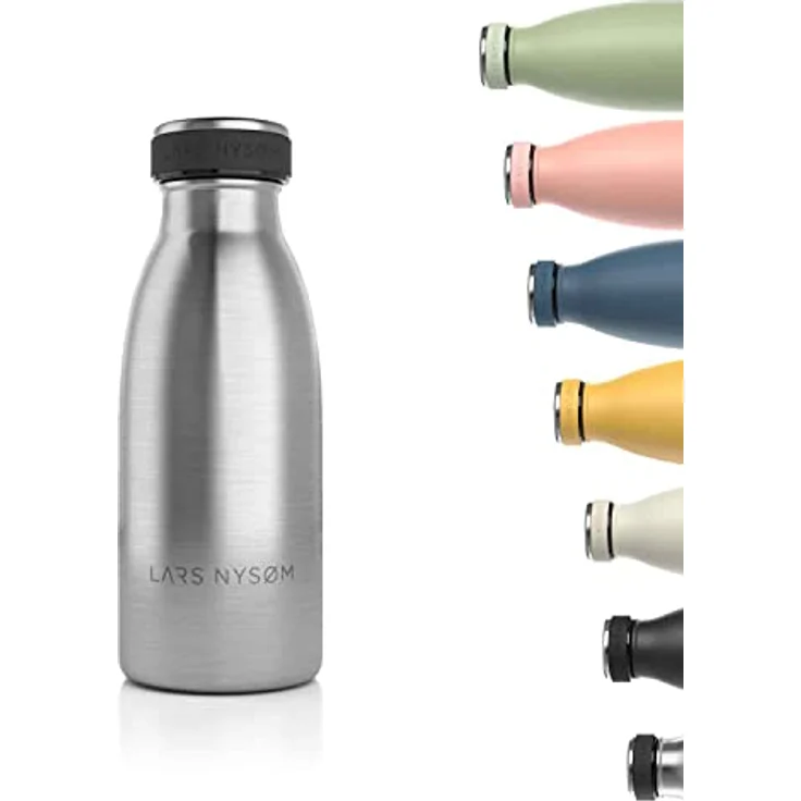 LARS NYSØM Edelstahl Trinkflasche 350ml, 500ml, 750ml, 1L, 1 5 liter | BPA-Frei Thermosflasche Kohlensäure geeignet