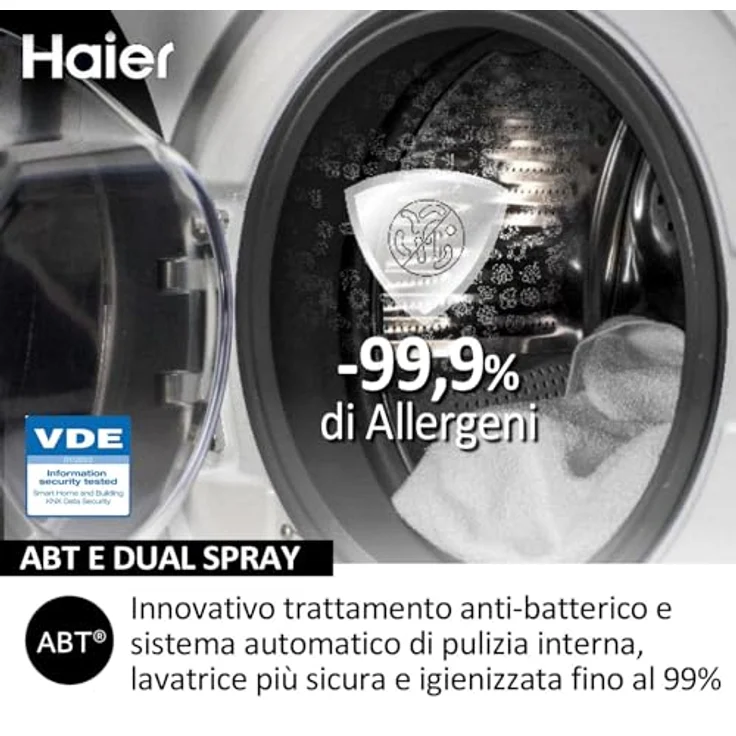 Haier HWD80-B14979 Waschtrockner Freistehend Frontlader, 5 kg Kapazität, 1400 RPM, Energieeffizienzklasse A, Weiß – Bild 6