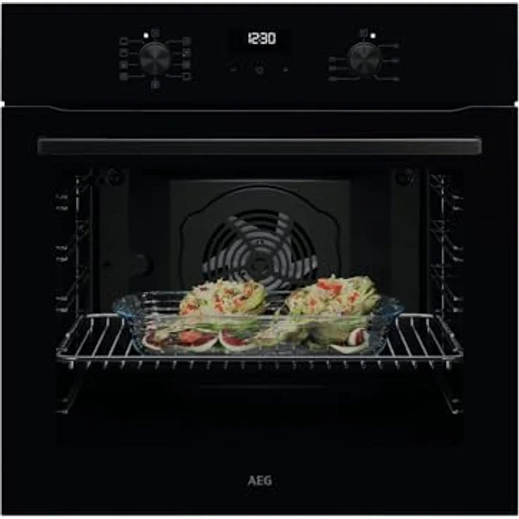 AEG NBU5A20SK SurroundCook® Backofen Schwarz, 8 Backofenfunktionen, Aqua-Reinigungsfunktion, MaxiKlasse, Multilevel Cooking – Bild 1