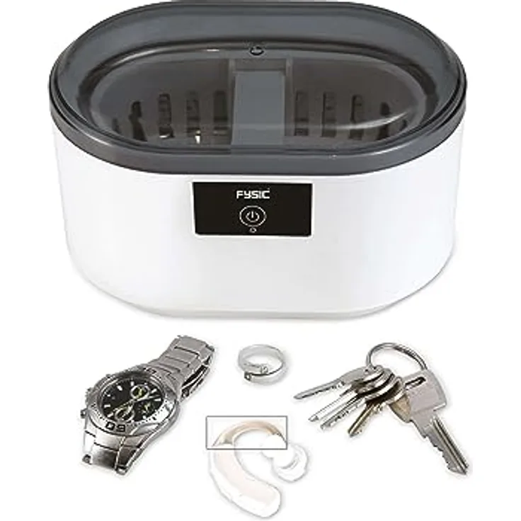 Fysic FC-22 Ultraschallreiniger für Reinigung von Brillen - Ultraschallreinigungsgerät für Schmuck Uhren Zahnersatz - 500 ml - Weiß