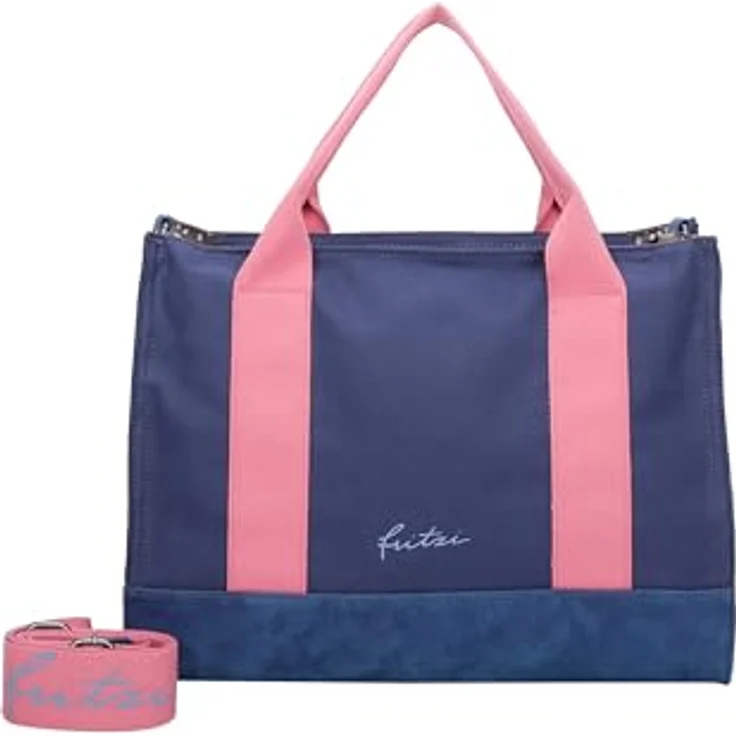 Fritzi aus Preußen Handtasche, große Canvas Handtasche 40 cm, blau, abnehmbarer Schulterriemen für Crossbody-Tragen – Bild 1