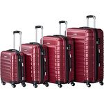 Juskys Hartschale Kofferset Reisekoffer 4 teilig - Zahlenschloss, geräuscharme 360° Rollen groß, Teleskopgriff, leicht - Koffer in Rot