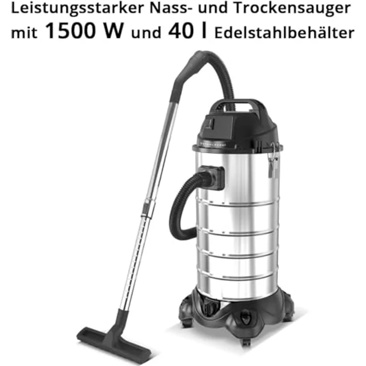 STAHLWERK VCL-1500 ST, Nass- und Trockensauger mit 1500 W, 40 l Edelstahlbehälter, Blasfunktion und Sicherheitsabschaltung, robuster Industriesauger mit Zubehör – Bild 3
