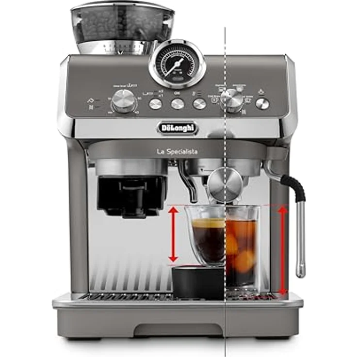De'Longhi La Specialista Arte Evo EC9255.T Espresso Siebträgermaschine, mit Cold Brew-Funktion, mit Professioneller Milchaufschäumdüse, Sensor-Mahlwerk-Technologie, inkl. Barista-Kit, 1450W, Titan – Bild 5