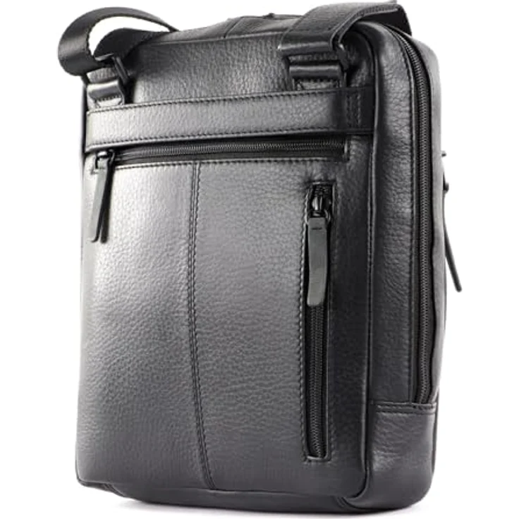 Jost Bodybag Stockholm Shoulder Bag Zip S, Umhängetasche aus hochwertigem Vollnarben-Rindleder, schwarz, 23 x 6 x 26 cm – Bild 4