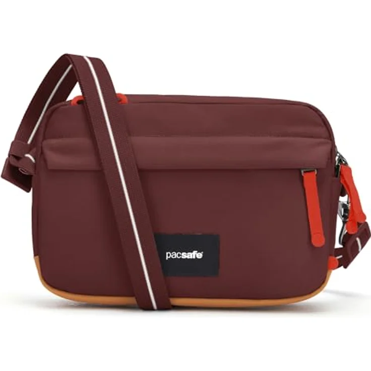 Pacsafe Crossbody Bag mit Diebstahlschutz, garnet red, 2,5 l Volumen, RFID Blocker, wasserfest – Bild 1