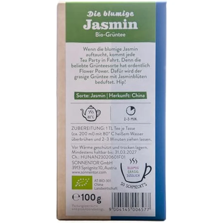 Sonnentor "Jasmin" Bio-Grüntee, 100g loser Tee – Bild 3
