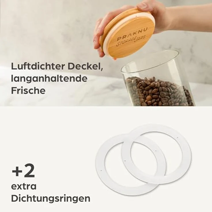 Praknu Vorratsdosen mit Deckel für Spaghetti 2er Set - Luftdicht mit Holzdeckel - Spülmaschinenfest - Hoch 30cm - Spaghetti Aufbewahrung – Bild 3