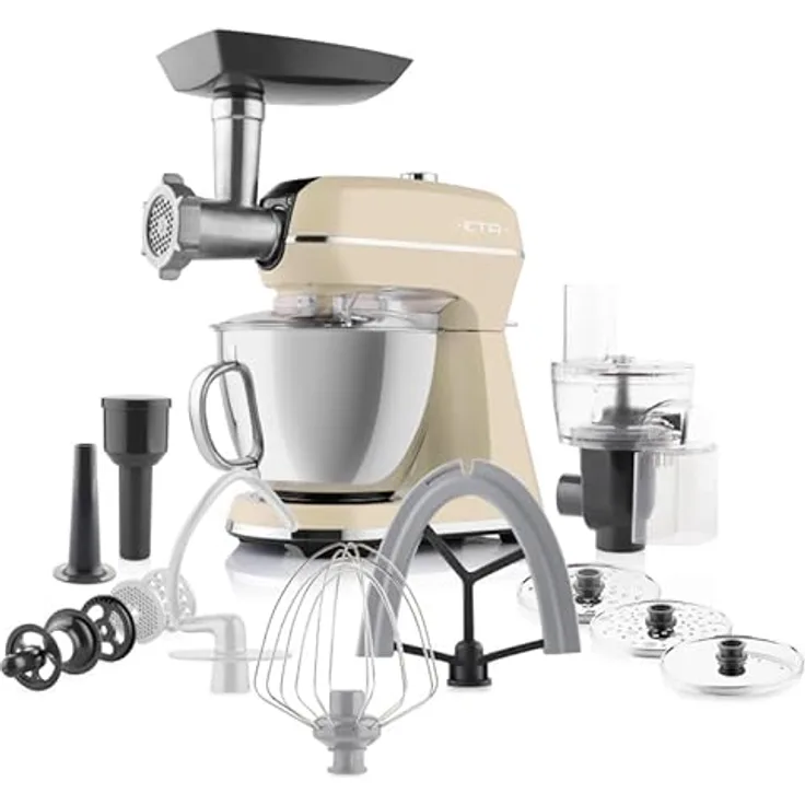 ETA Küchenmaschine Gratus Storio II Vollmetall 12 Geschwindigkeiten 5 l Edelstahl Schüssel 1200 W Planetenrührsystem PAUSE-Taste Geschwindigkeitsregelung reiches Zubehör