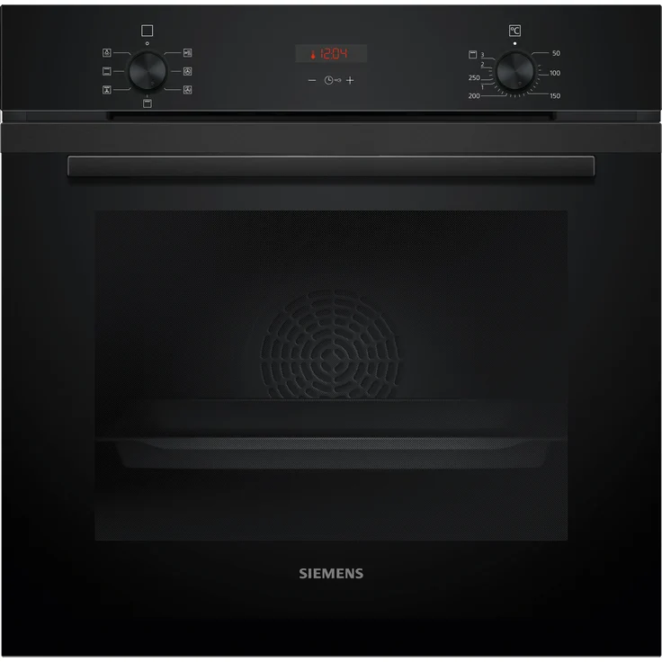 Siemens HB213ABB3 iQ300 Einbau-Backofen 60 x 60 cm Deep black inox 3D Heißluft Umluftgrill LED-Display rot