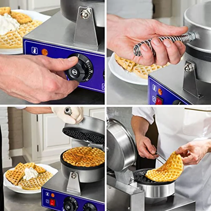 vertes Waffeleisen Belgische Waffel Maker 1000W, Edelstahl mit Timer, stufenloser Temperatureinstellung 50-300°C, Antihaftbeschichtung, 4 rutschfeste Gummifüße – Bild 4