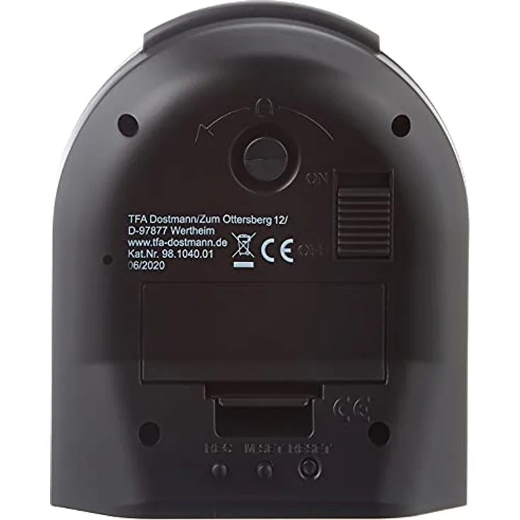 TFA Dostmann Analoger Funk-Wecker, 98.1040.01, mit digitaler Sekundenanzeige, Funkuhr, mit Hintergrundbeleuchtung, schwarz/weiß, Kunststoff, Schwarzweiß, L105 x B64 x H152 mm,L 96 x B 55 x H 116 mm – Bild 4