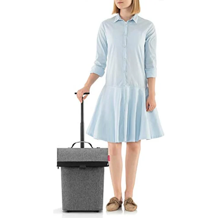 reisenthel trolley M NT7052 Einkaufsshopper mit Rollen in der Farbe silver - aus hochwertigem Polyestergewebe - wasserabweisend - B 48 x H 39,5 x T 29cm – Bild 3