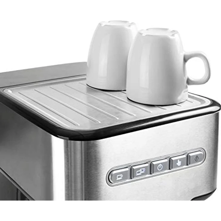 LACOR 69256 Espresso-Kaffeemaschine mit 2 Kaffeeausgängen, Wärme-/Schaumfunktion und Edelstahl-Tassenwärmer, 1450 W, 20 Bar Druck, 1,25 L Wassertank, kompakte Bauweise – Bild 7