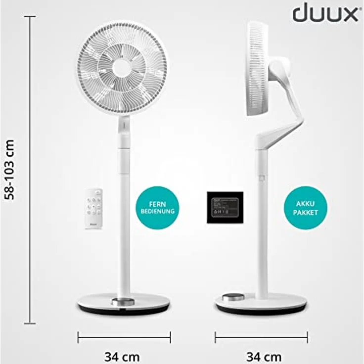 Duux Whisper Flex Ultimate Smart Ventilator Weiß Haushalts-Lamellenlüfter Weiß Flur Tisch Acrylnitril-Butadien-Styrol (ABS) Polypropylen (PP) 13 dB 30 RPM – Bild 5