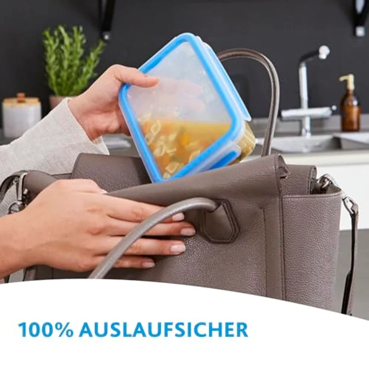 Emsa 508548 Rechteckige Frischhaltedose mit Deckel, 8.2 Liter, Transparent-Blau, Clip & Close – Bild 3