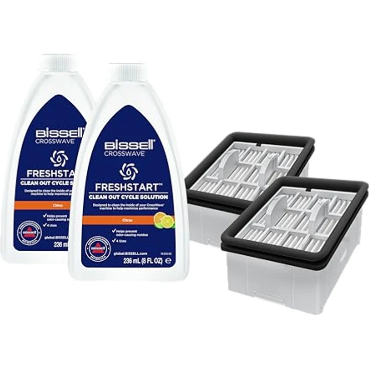 Bissell BISSELL FreshStart Set, 2 × FreshStart Cycle-Reinigungsmittel & 2 × FreshStart Filter, Für CrossWave OmniForce, OmniForce Edge, OmniFind Modelle 3912, 3999, 4000, 4006, 4007, 4008, 4017, 4087 – Bild 1